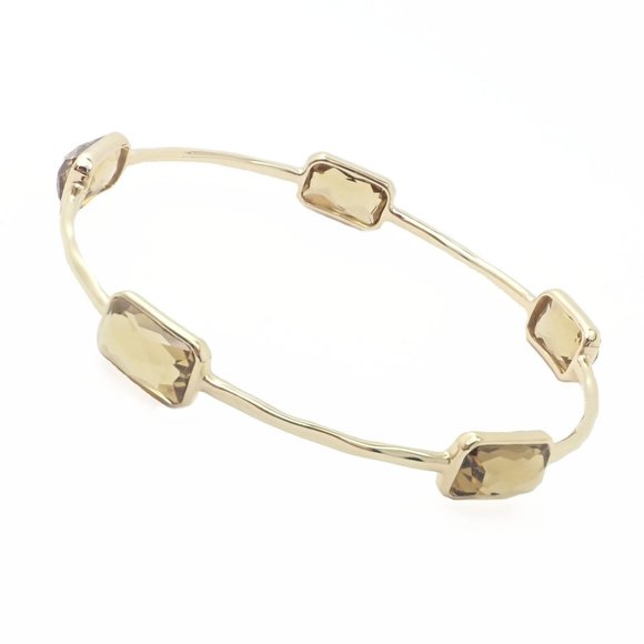 Ippolita 18k Yellow Gold Rock Candy 5 Smoky Topaz Bangle Bracelet - Picture 2 of 4
